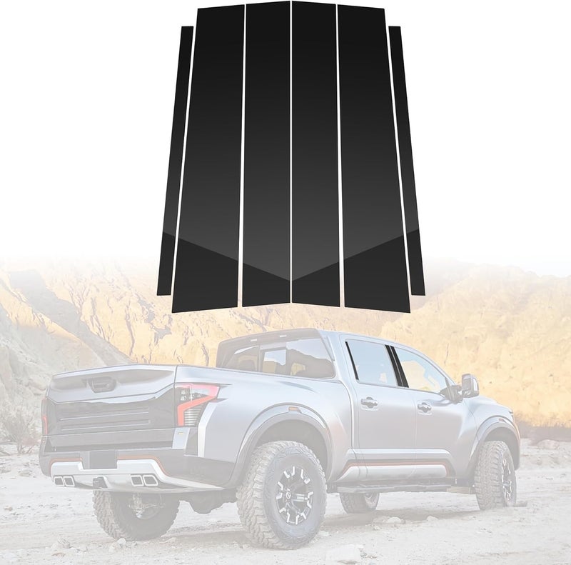 BASIKER Fit for 2004 to 2015 Nissan Titan Pillar Post Trim Kit, Door Window B Pillar Glossy Black Cover, Strong Toughness PC Material, Door Pillar Moldings Stickers Set - Image 1